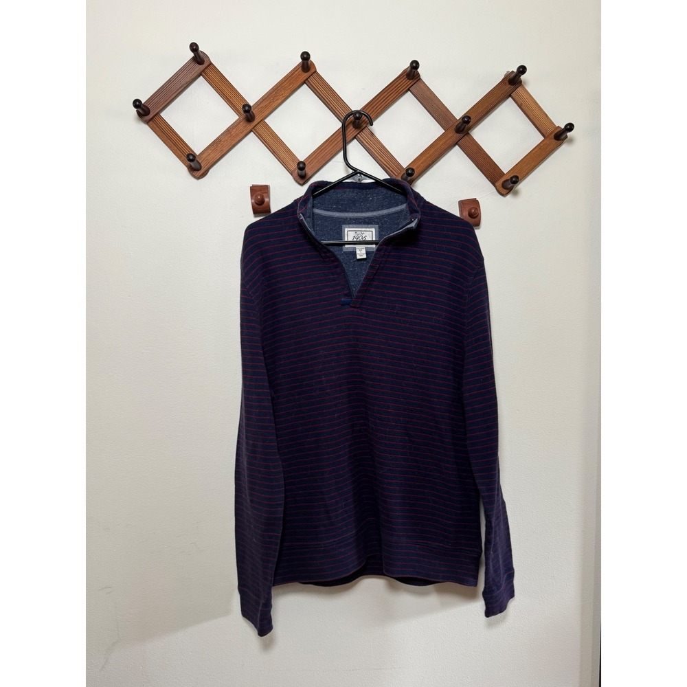 Jos. A. Bank 1905 Navy Red Striped Quarter Zip Pullover Sweater Mens Large